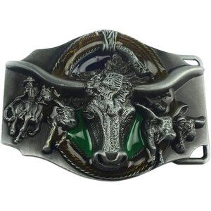 🆕Men Green American Western Nickel Free Cowboy Vintage Animal Belt Buckle